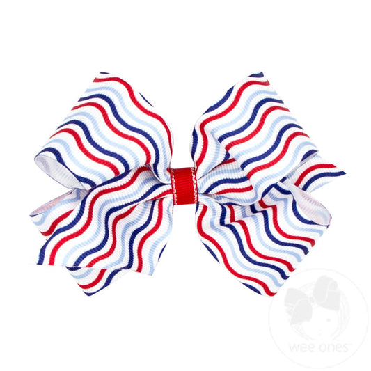 Grosgrain Hairbow with Americana Stripe Print