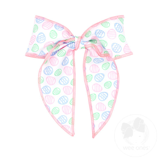 Easter Egg Printed Bowtie with Twisted Wrap and Whimsy Tails