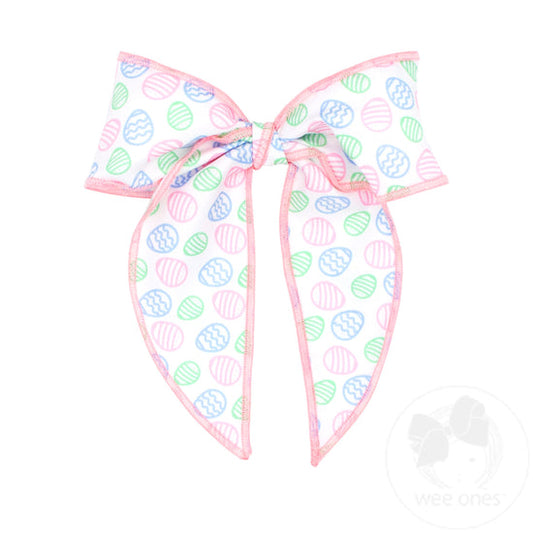 Easter Egg Printed Bowtie with Twisted Wrap and Whimsy Tails