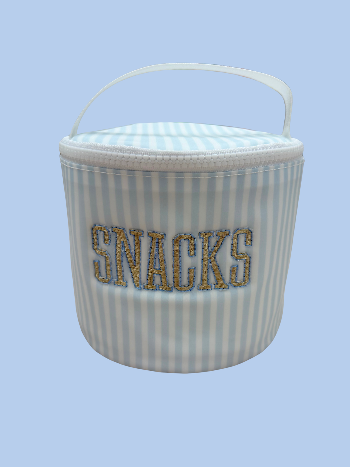 Embroidered Snack Bag, Pimlico Stripe Blue