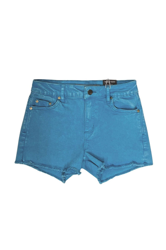 Brittany Fray Hem Shorts, Neon Blue