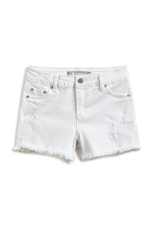 Brittany Fray Hem Shorts, White