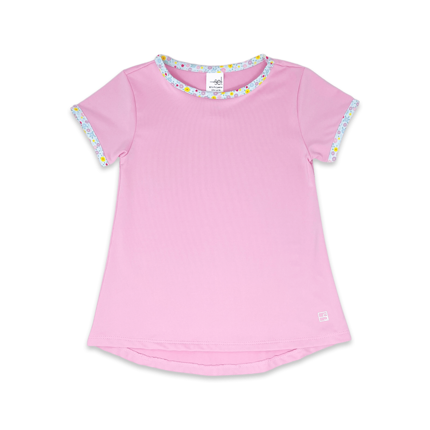 Bridget Basic Tee, Candy Pink with Itsy Bitsy Floral