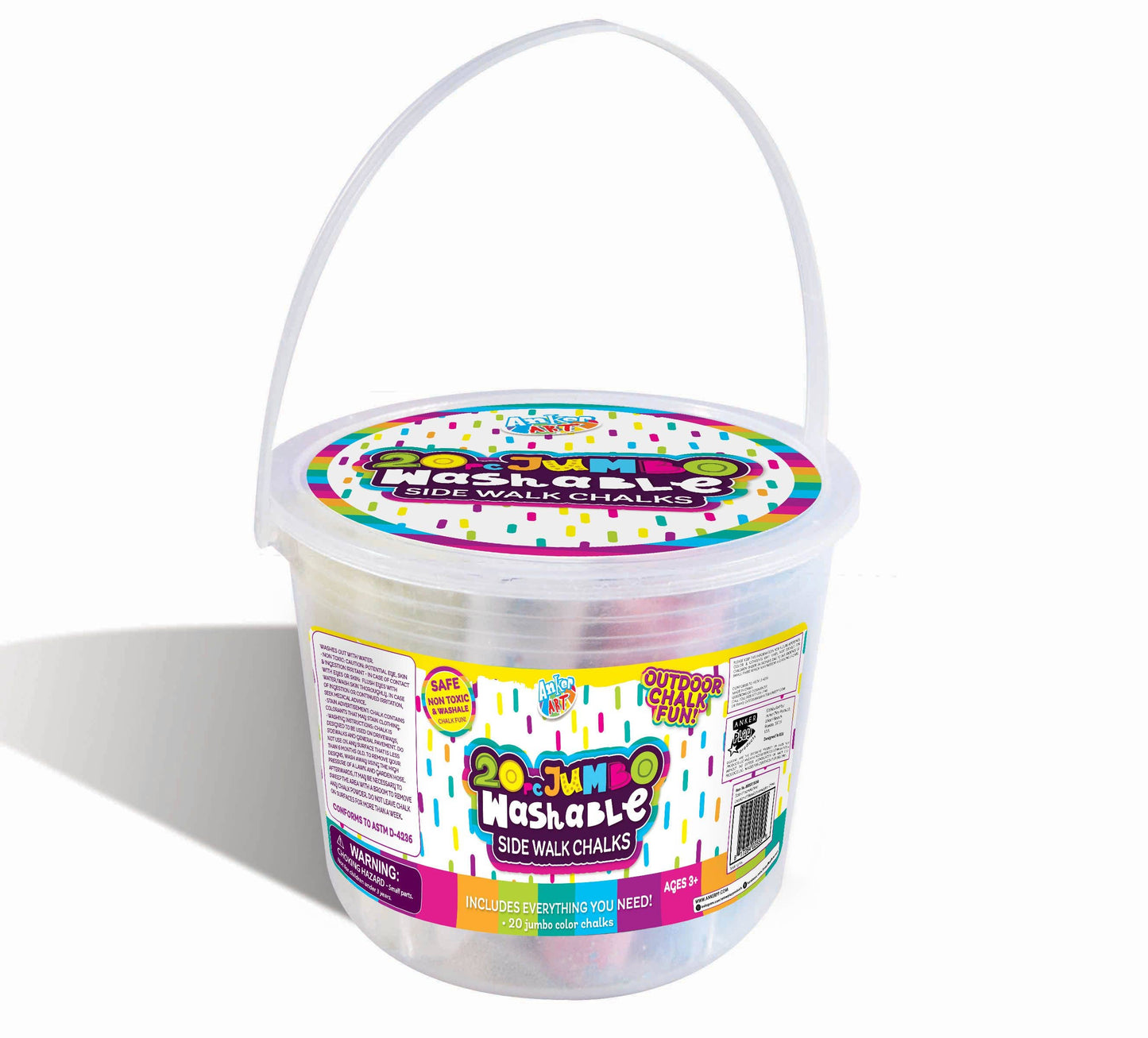 20 Jumbo Washable Sidewalk Chalk Bucket