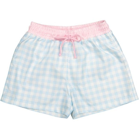 Blue Check Swim Trunks