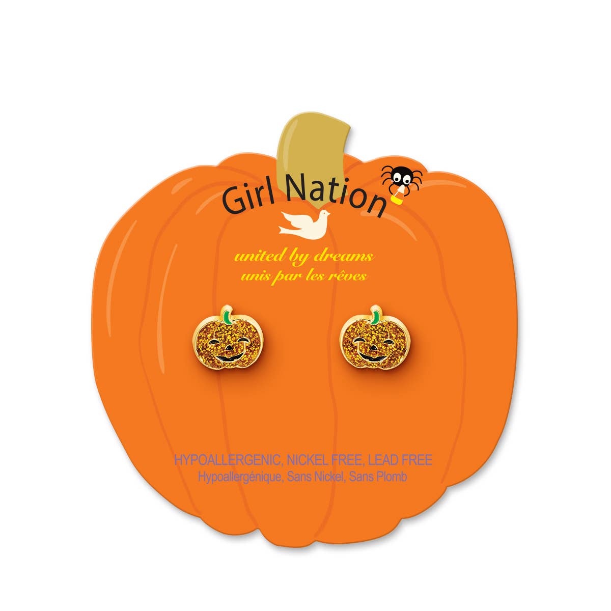 Halloween Glitter Pumpkin Stud Earrings