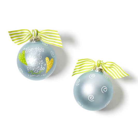 "For This Child" Glass Ornament - Blue