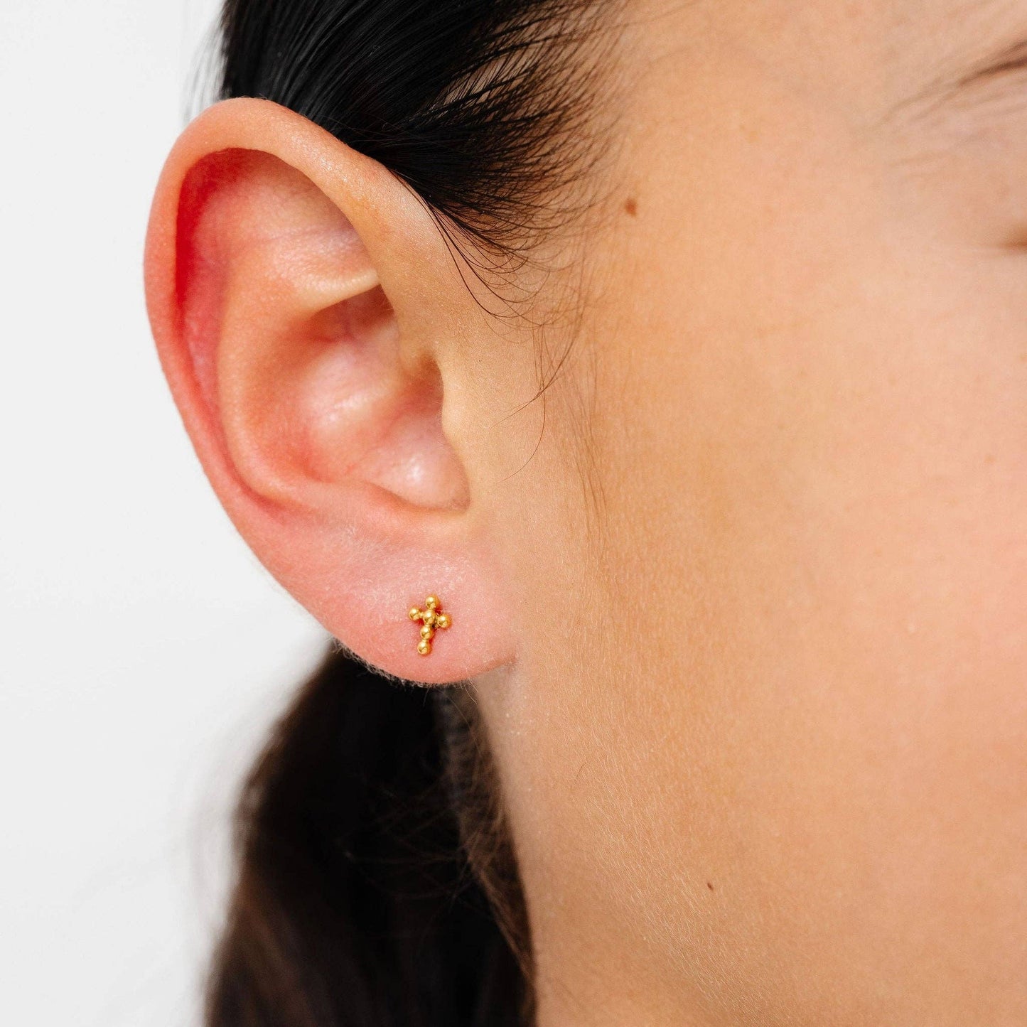 Beaded Cross Stud Earrings