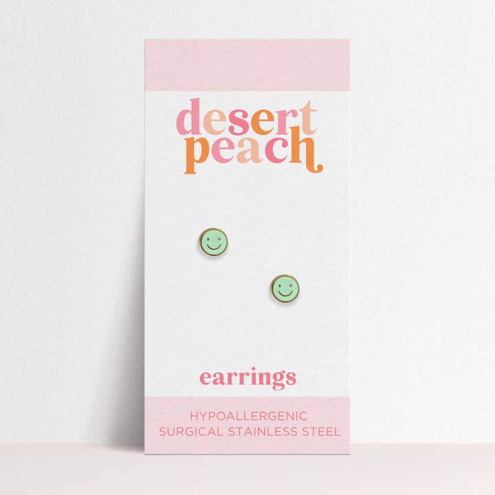 Mint Smiley Stud Earrings