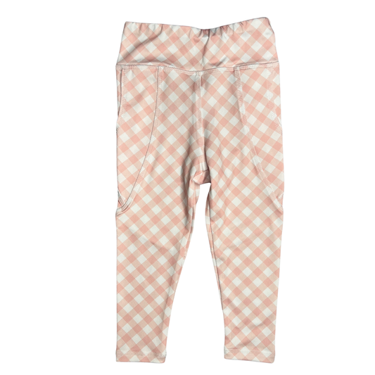 Honesty Girls Leggings, Coral Pink Gingham