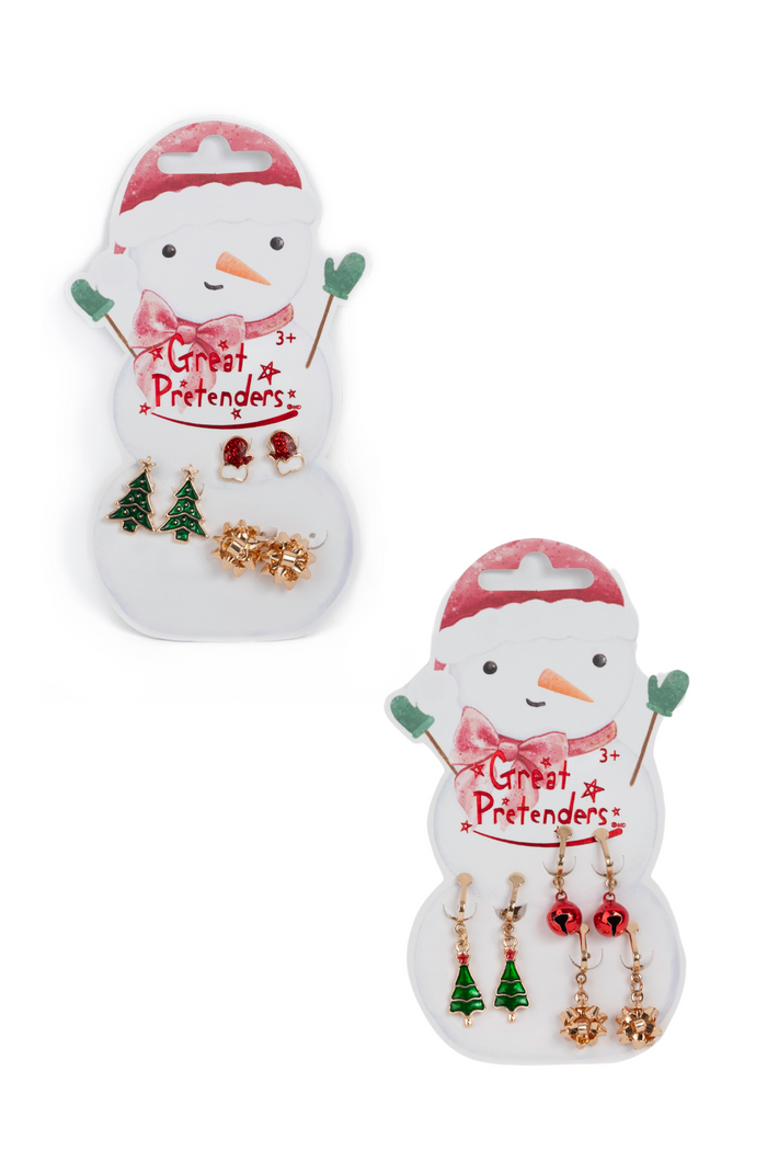Snowman Pierced Earrings, 3 pairs, Assorted