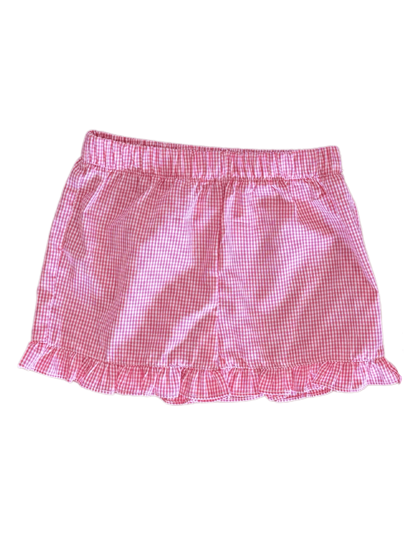 Candy Pink Gingham Ruffle Shorts