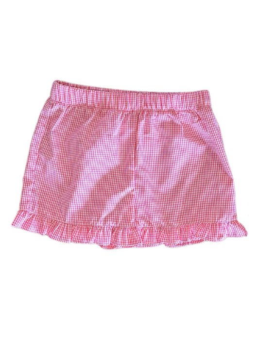 Candy Pink Gingham Ruffle Shorts
