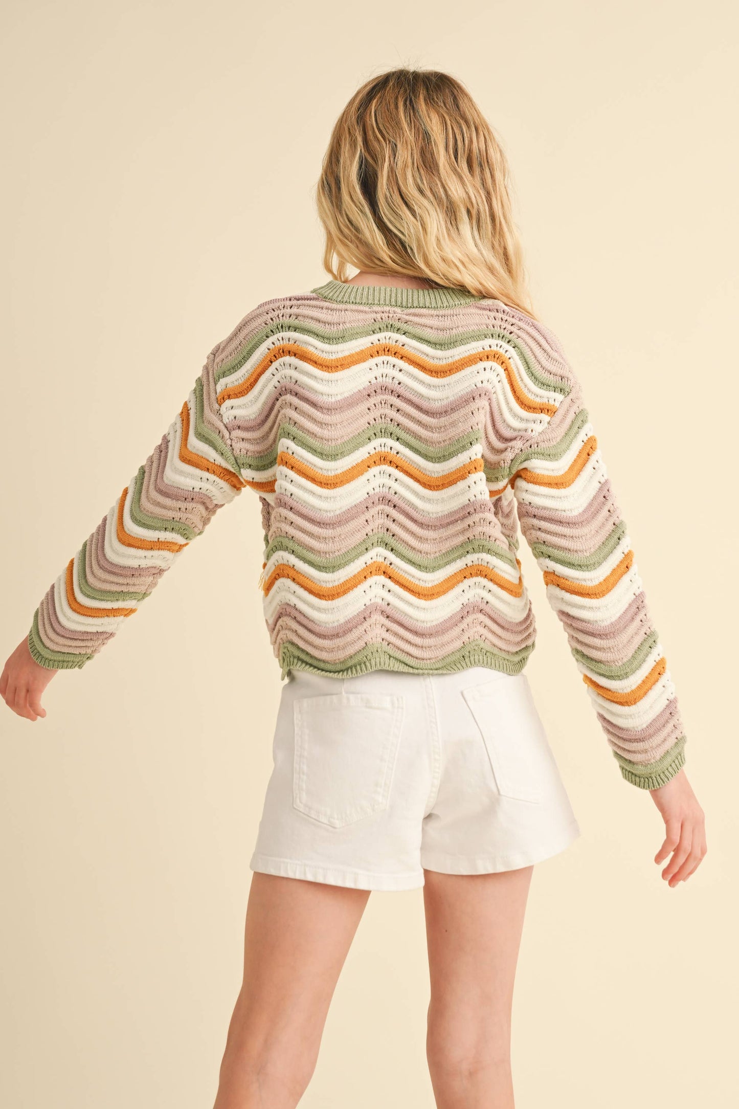 Wavy Rib Knit Sweater
