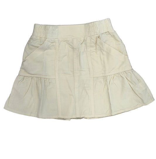 Corduroy Panel Ruffle Skirt, Blonde Biscotti