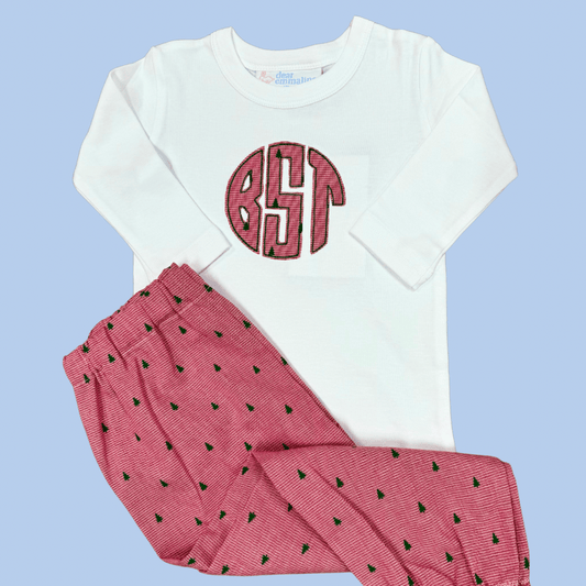 Boys Christmas Applique Monogram Shirt