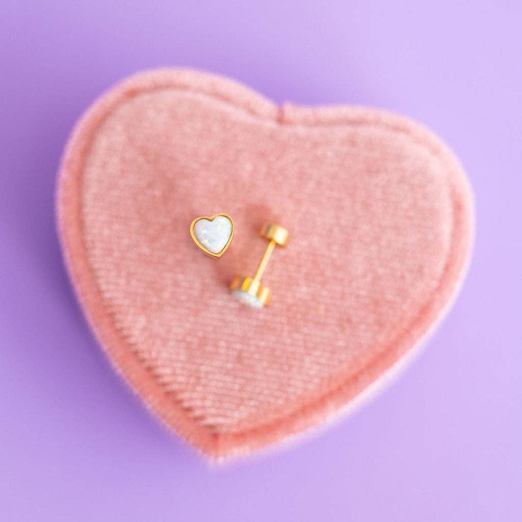 Opalite Heart Stud Earrings
