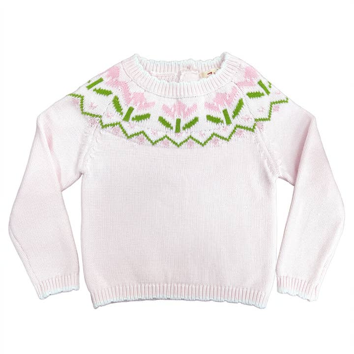 Tulip Intarsia Hand Knit Sweater
