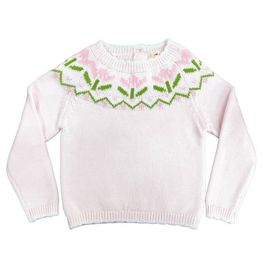 Tulip Intarsia Hand Knit Sweater