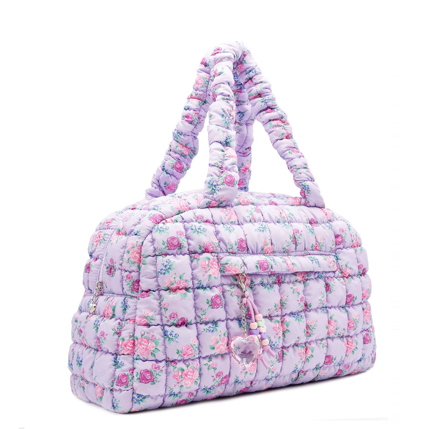 Quilted Scrunchies Floral Printed Medium Duffle Bag
