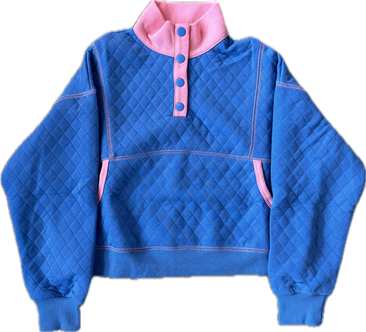 Royal Blue & Pink Colorblock Sweatshirt