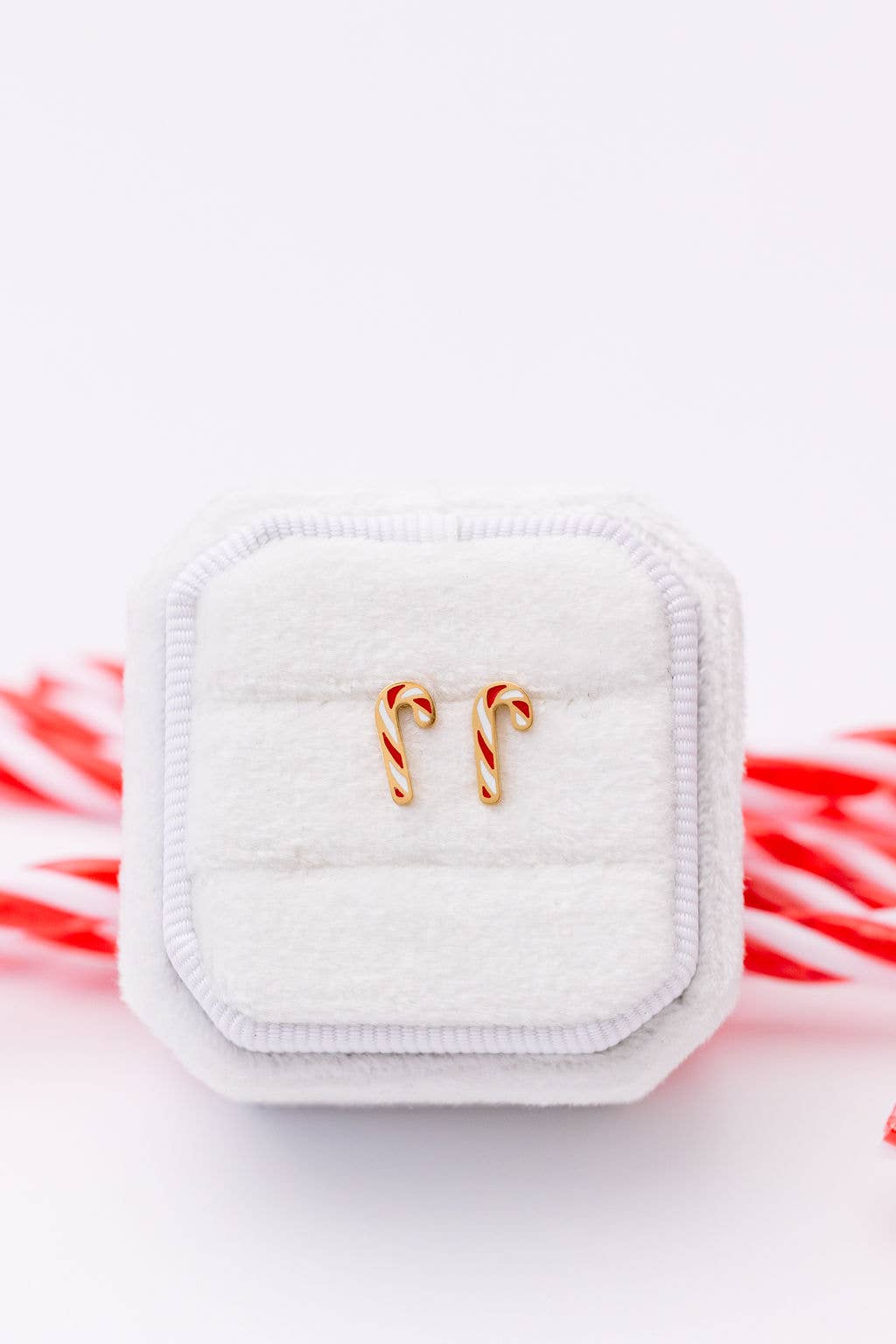 Gold Candy Cane Stud Earrings