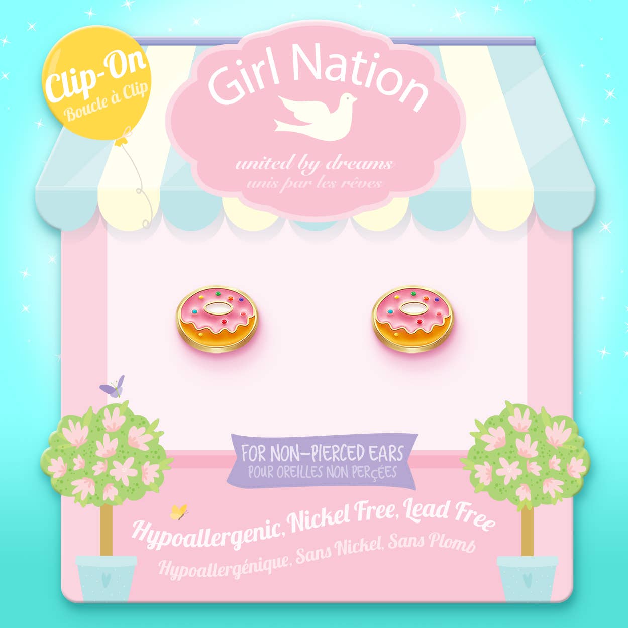 Clip On Earrings, Very Berry Donut
