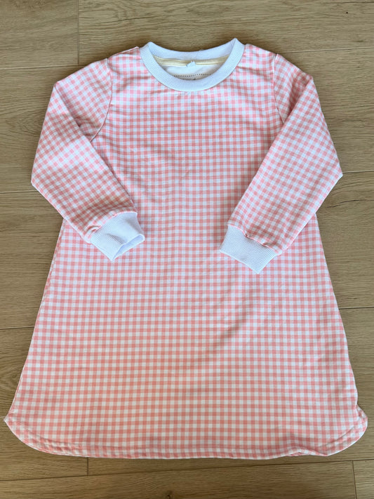 Pink Gingham Sweatshirt Dress