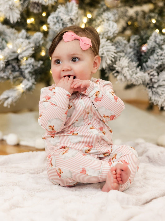 Santa Zipper Pajamas - Pink