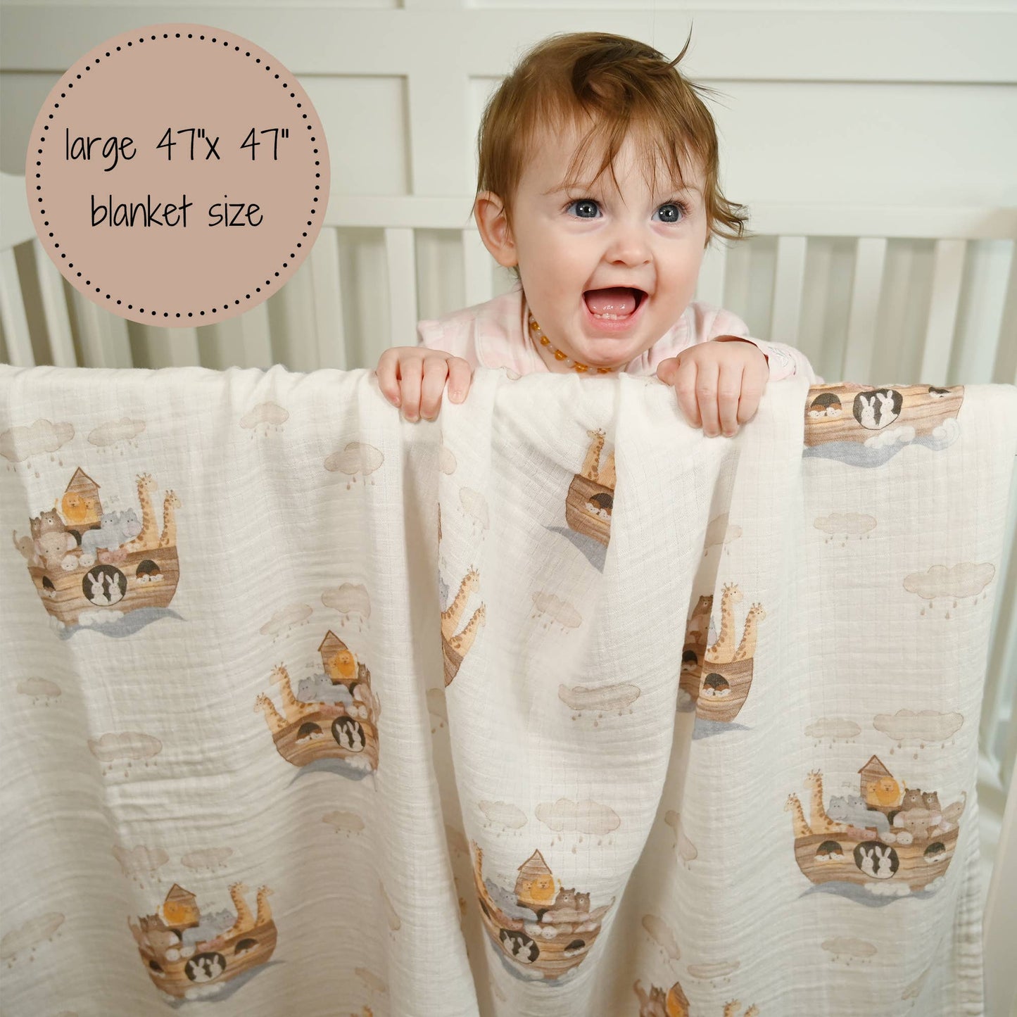 Noah's Ark Baby Muslin Swaddle Blanket