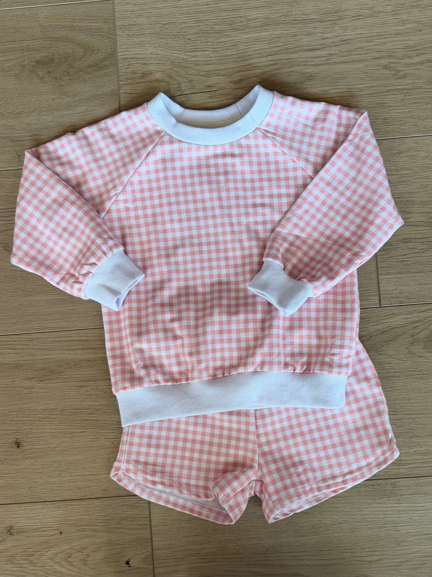 Pink Gingham Sweatshirt Set