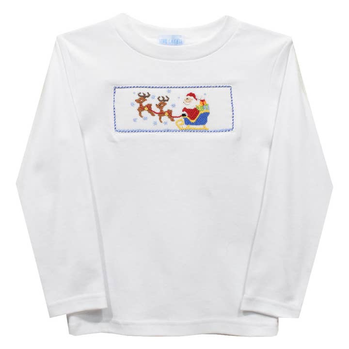 Santa Sleigh Boys Smocked Shirt