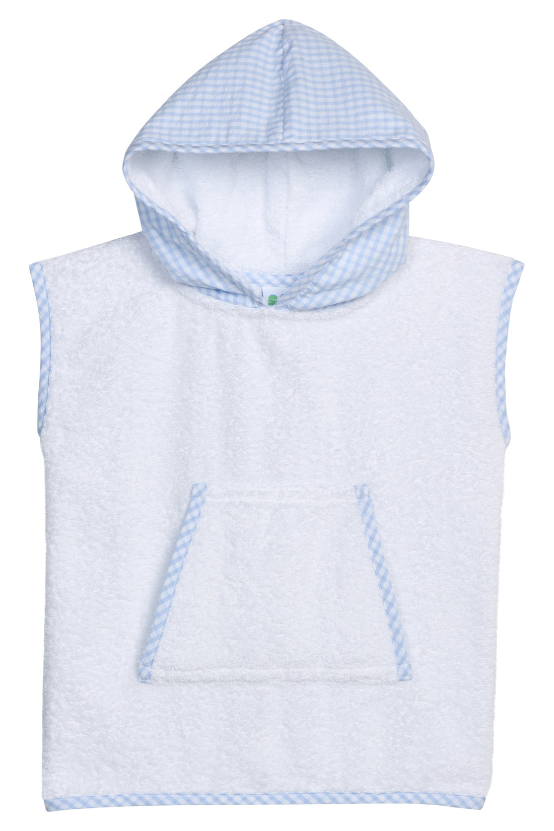 Blue and White Seersucker Check Terry Cloth Cover Up