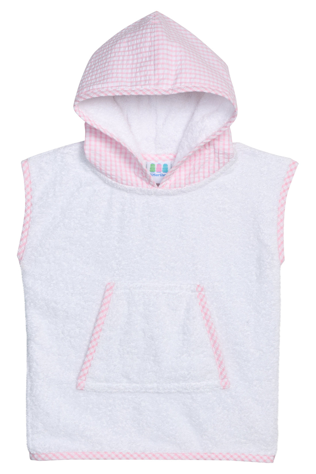 Pink and White Seersucker Check Terry Cloth Cover Up