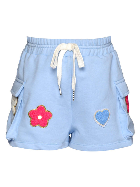 Shorts with Patch Detail, Blue