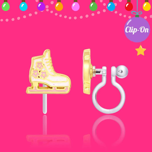 CLIP ON Earrings | Ice Skates | Christmas