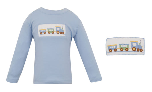 Train Long Sleeve Tee, Light Blue