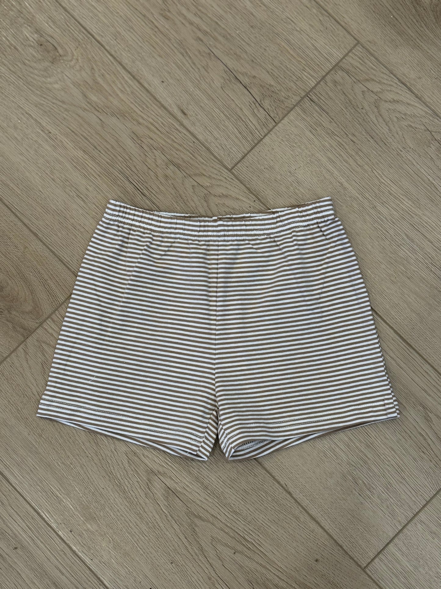 Knit Shorts- Khaki Stripe