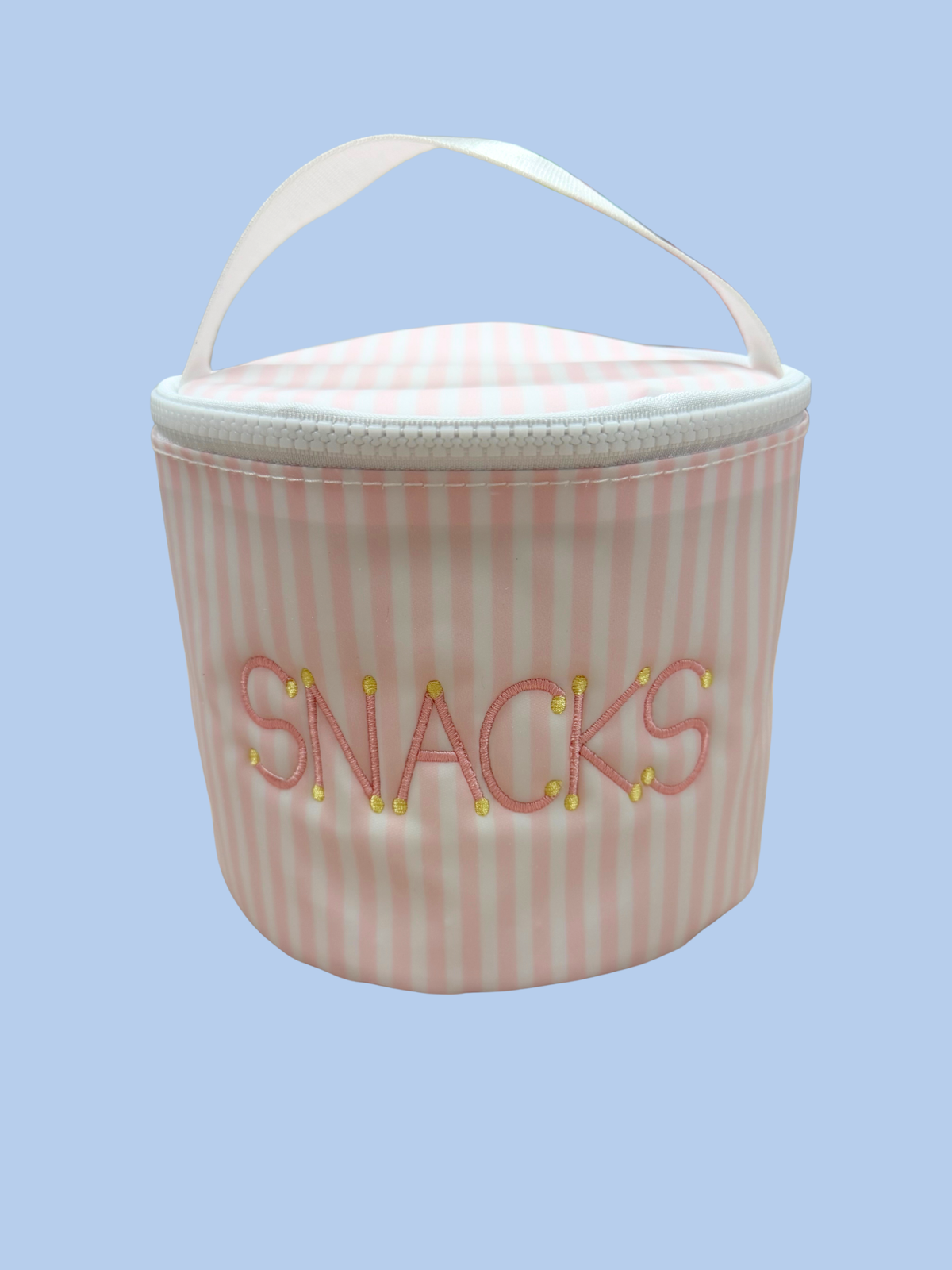 Embroidered Snack Bag, Pimlico Stripe Pink