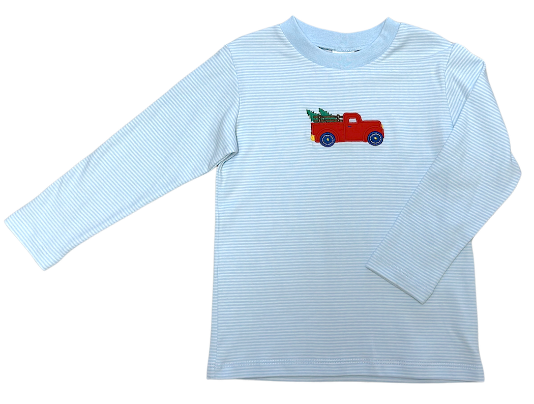 Boys Christmas Truck Shirt, Light Blue