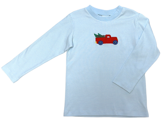 Boys Christmas Truck Shirt, Light Blue