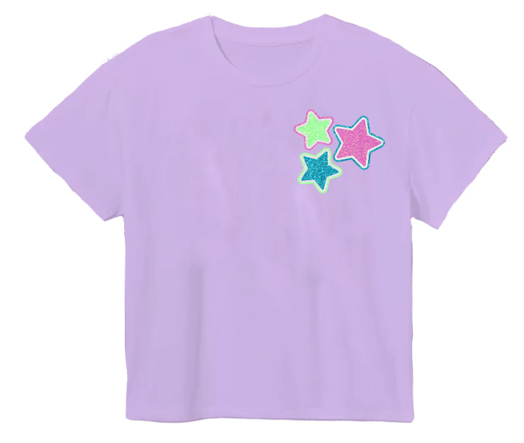 Glitter Stars Lavender Boxy Tee