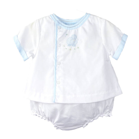 Shadow Stitch Lamb Diaper Set