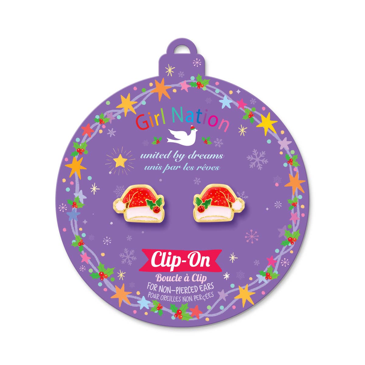 CLIP ON Earrings | Merry Santa Hat | Christmas