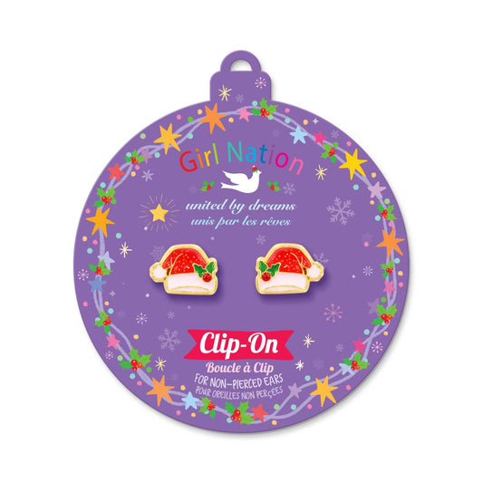 CLIP ON Earrings | Merry Santa Hat | Christmas
