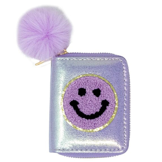 Shiny Happy Face Smile Wallet, Purple