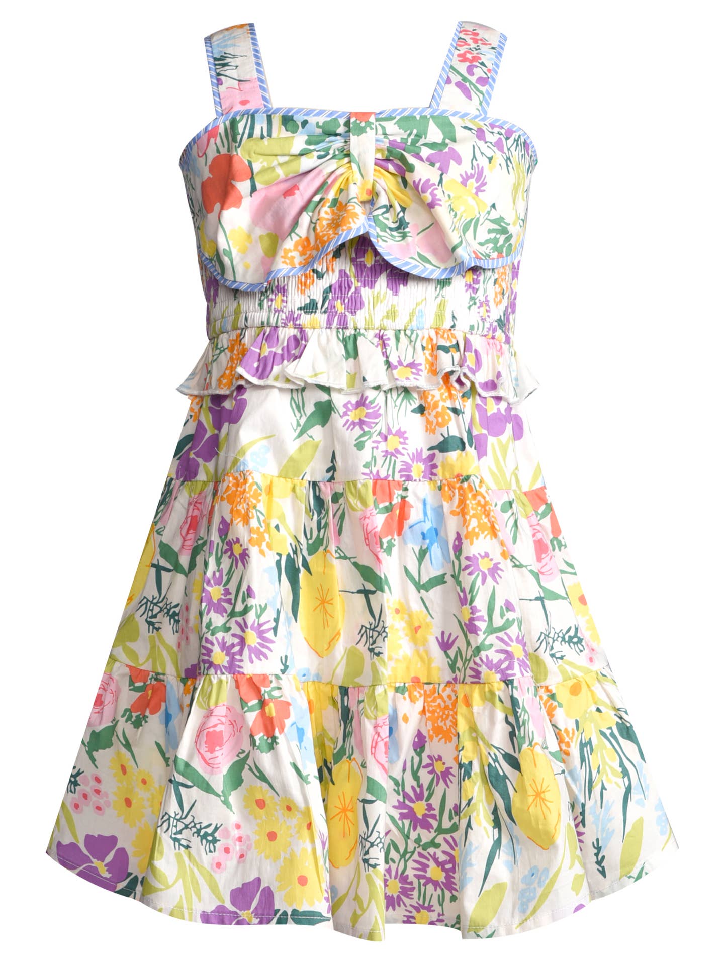 Floral Print Dress with Front Bow Detail
