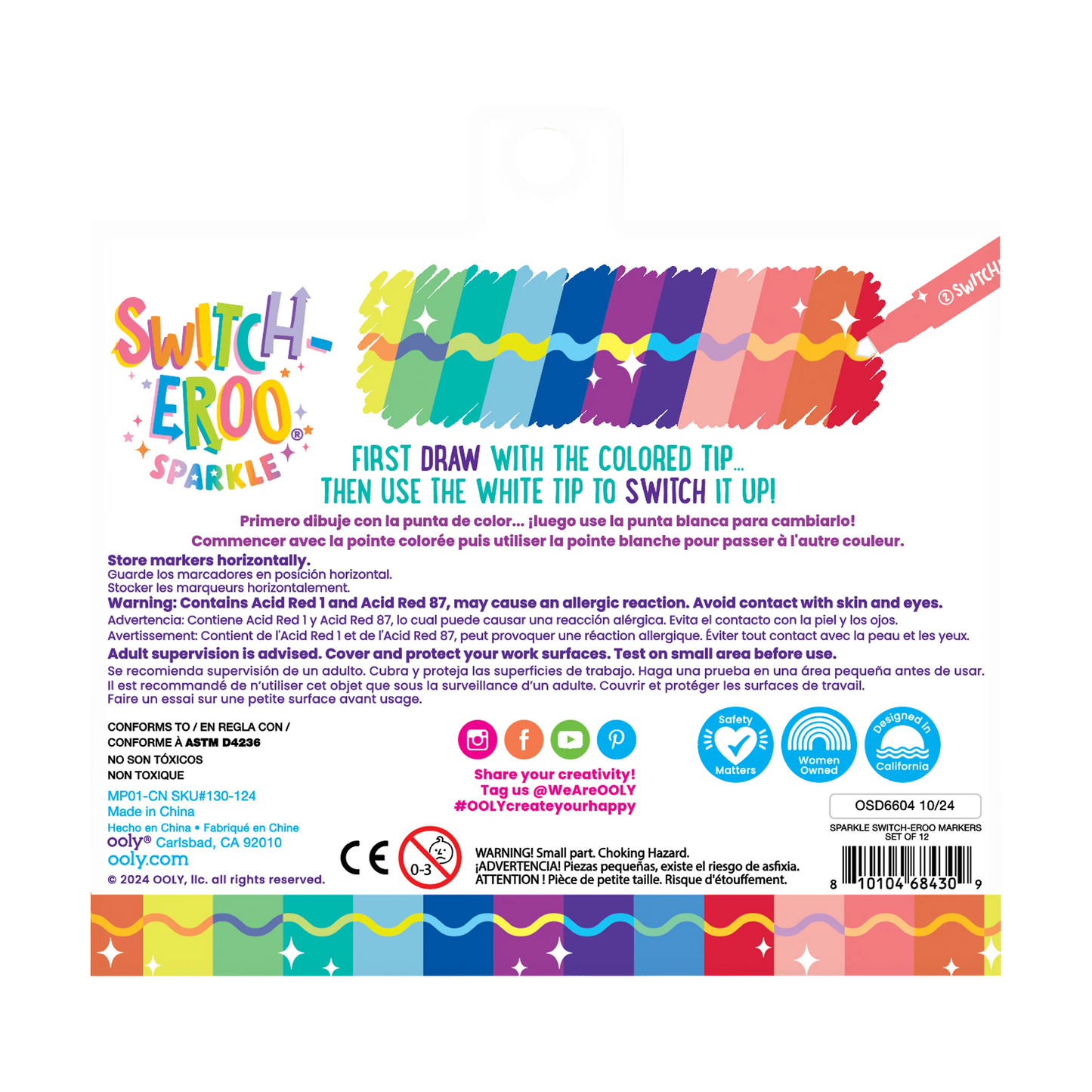 Switch-eroo!: Sparkle Glittery Color-Changing Markers (Set of 12)