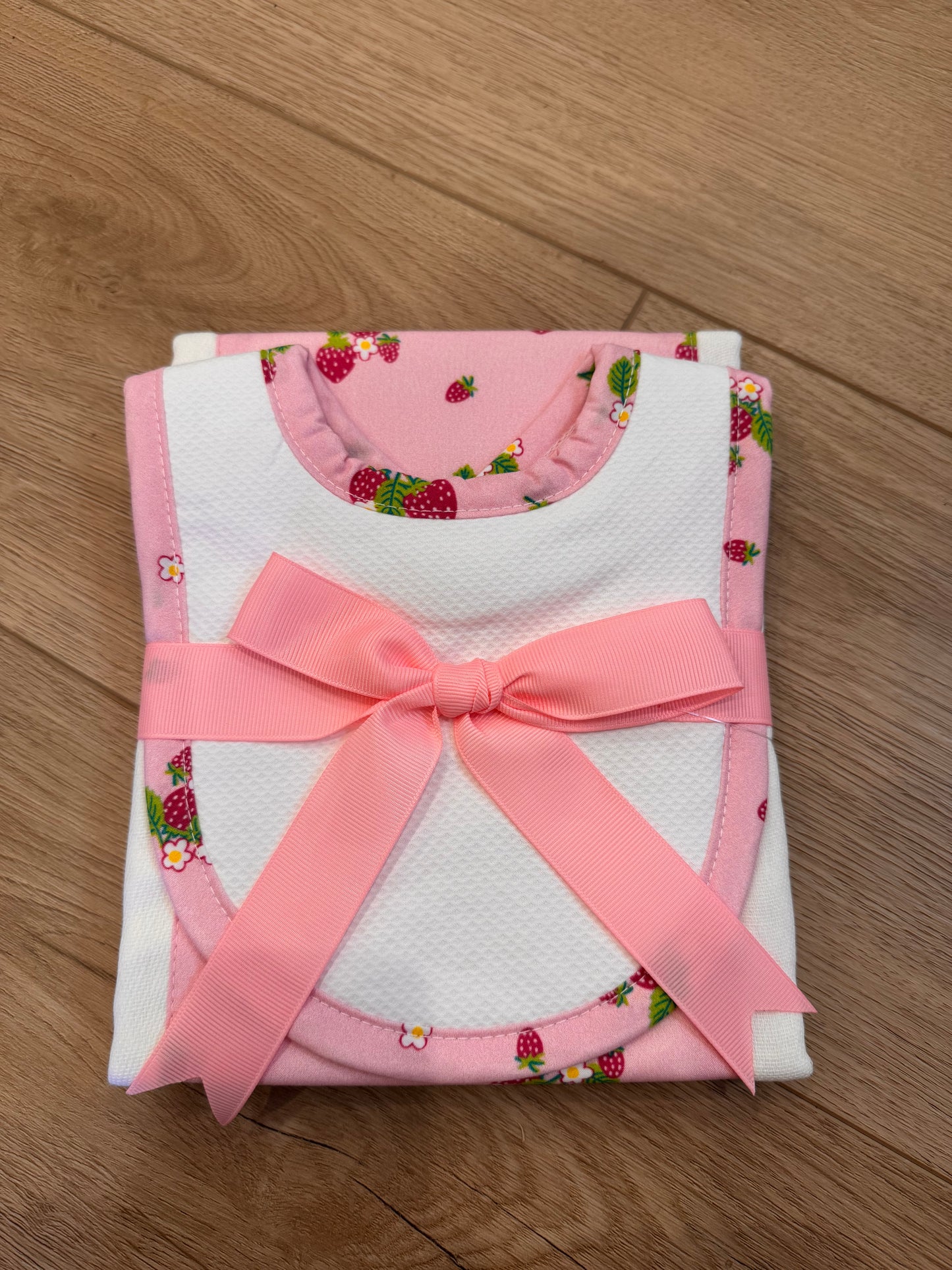 Strawberry Drooler Bib & Burp Set