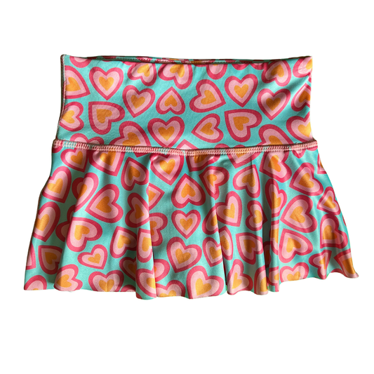 Honesty Skort, Turquoise/Pink Hearts